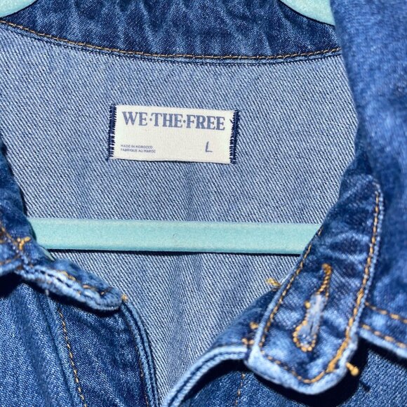We The Free Jumpsuit Size Large Blue Marci Denim Coveralls Short Sleeve - Picture 3 of 12
